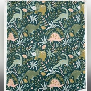 Dino and floral shower curtain